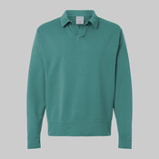 Garment-Dyed Polo Collar Sweatshirt