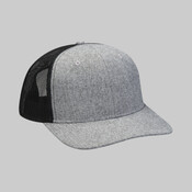Heather Woven/Soft Mesh Trucker Style Cap