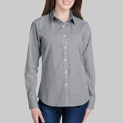 Women's Microcheck Gingham Short Sleeve Cotton Dress Shirt