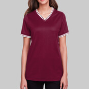 Women's CrownLux Performance® Plaited Tipped V-Neck Shirt