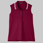 Women's CrownLux Performance® Plaited Tipped Sleeveless Polo