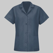 Women's Loose Fit Short Sleeve Button Smock
