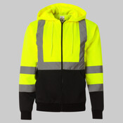 Unisex Hi-Vis Full-Zip Hooded Sweatshirt