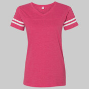 Women's Football V-Neck Fine Jersey Tee