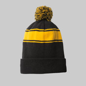 Stripe Pom Pom Beanie