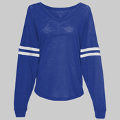 Women’s Slub Jersey Varsitee V-Neck Long Sleeve T-Shirt