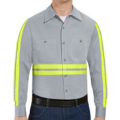 Enhanced Visibility Long Sleeve Cotton Work Shirt - Tall Sizes