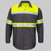 Hi-Visibility Colorblock Ripstop Long Sleeve Work Shirt