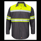 Hi-Visibility Colorblock Ripstop Long Sleeve Work Shirt - Tall Sizes