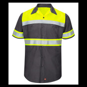 Hi-Visibility Colorblock Ripstop Short Sleeve Work Shirt - Tall Sizes