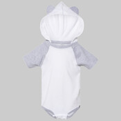 Fine Jersey Infant Short Sleeve Raglan Bodysuit with Hood & Ears