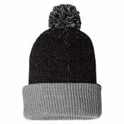 12" Speckled Pom-Pom Cuffed Beanie