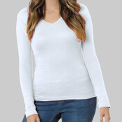 Women's USA-Made Deep V-Neck Long Sleeve T-Shirt