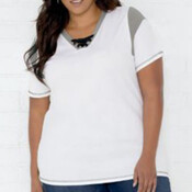 Women's Curvy Lace Up Fine Jersey Tee