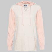 Women’s French Terry Hooded Pullover with Colorblocked Sleeves