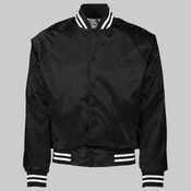 Satin Baseball Jacket Striped Trim