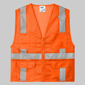 Ansi 107 Class 2 Mesh Six Pocket Zippered Vest