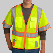 Ansi 107 Class 3 Surveyor Mesh Zippered Two Tone Short Sleeve Vest