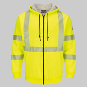 Men's Hi-Visibility Zip-Front Hooded Fleece Sweatshirt with Waffle Lining