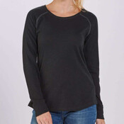 Women's Solid Preppy Patch Long Sleeve T-Shirt
