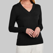 Women's Cotton Stretch V Neck Sweater