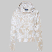 Women's Sueded Fleece Tie-Dyed Crop Hooded Sweatshirt
